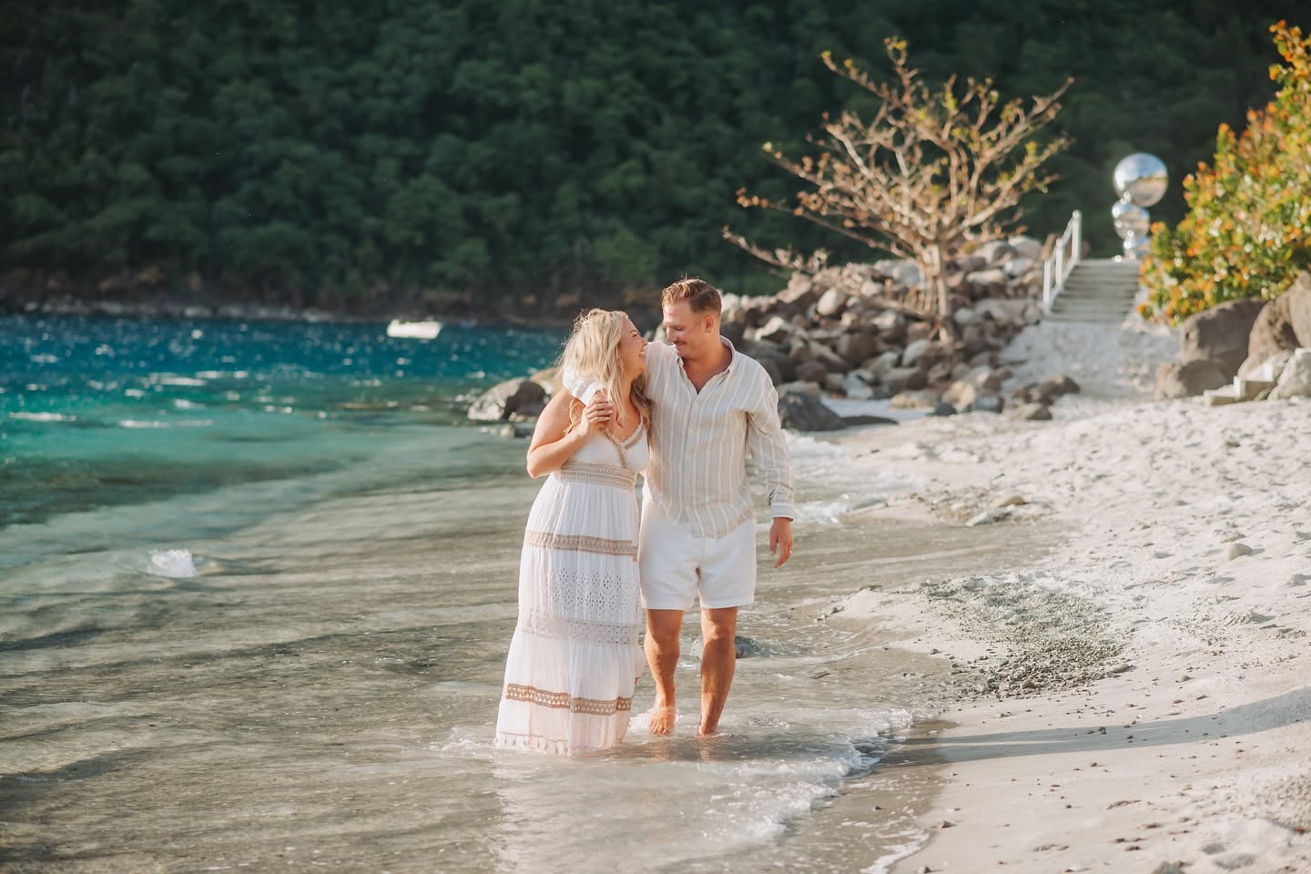 Walking the shoreline at Sugar Beach in the late afternoon light